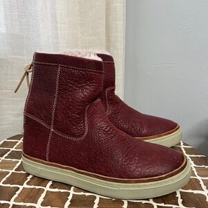 Satorisan Tewa Boot Rhonda Waxed Leather Wool Lined Red Womens Size 40 EU 8.5 US